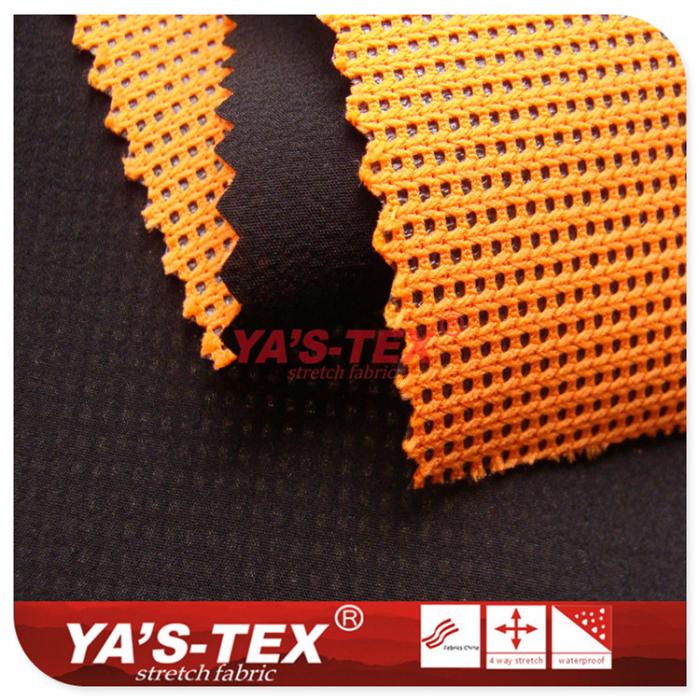 Polyester four-way elastic composite features mesh【C1856】