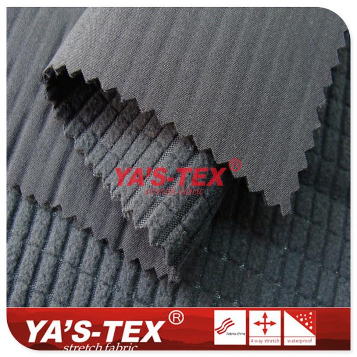 Four-way stretch composite lattice fleece, winter warm clothing fabric, rectangular lattice【C1017】
