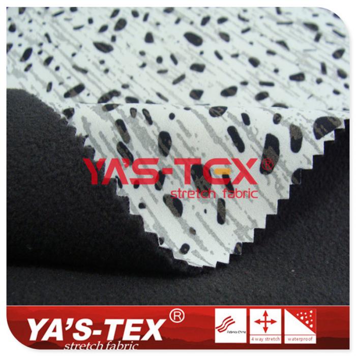 Polyester printed four-way elastic, composite graphene fleece, reflective function【YSD190101】