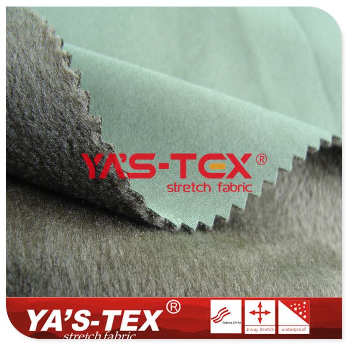 75D polyester four-way elastic composite super soft velvet fabric, three layers of warm soft shell【YSF1907】