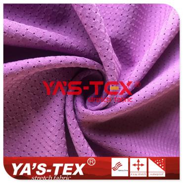 Polyester macro-hole lattice, spandex-free, micro-elastic, breathable fabric for summer and autumn sports【YSD036-2】